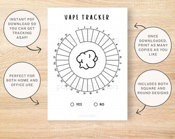 Vape Tracker | Printable Planner Pages | A5 Printable Vaping Elimination  Challenges Journal | Daily No Vaping Log PDF