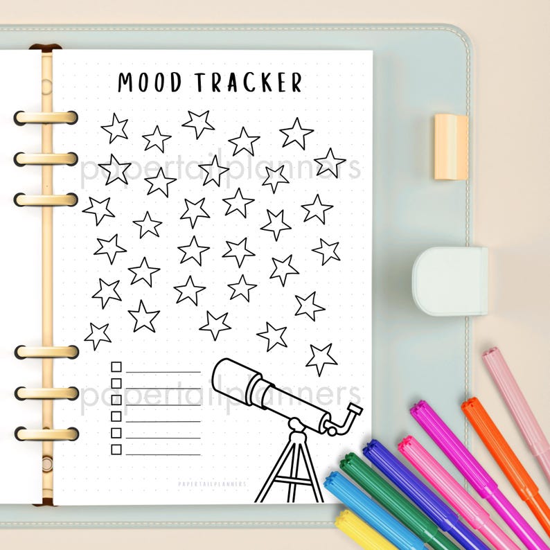 Star Gazing Mood Tracker | Printable Journal Page | Planner Page ...