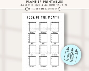 Book Of The Month | Printable Journal Page | Planner Page | Book Brackets | Book Tracker | Reading Tracker | Book Journal | Reading Journal