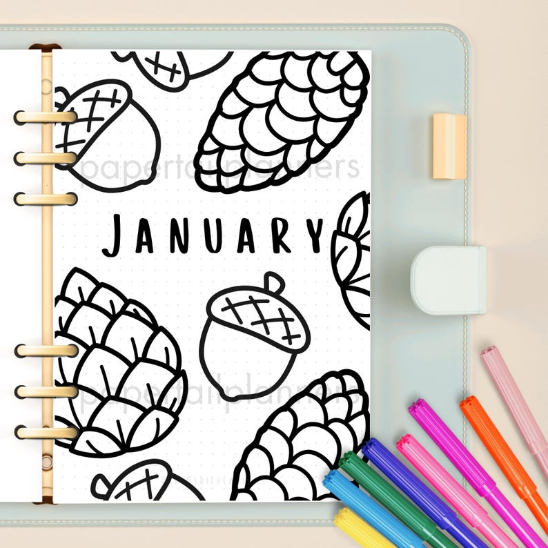 January Pinecones Cover Page | Printable Journal Page | Monthly Cover ...