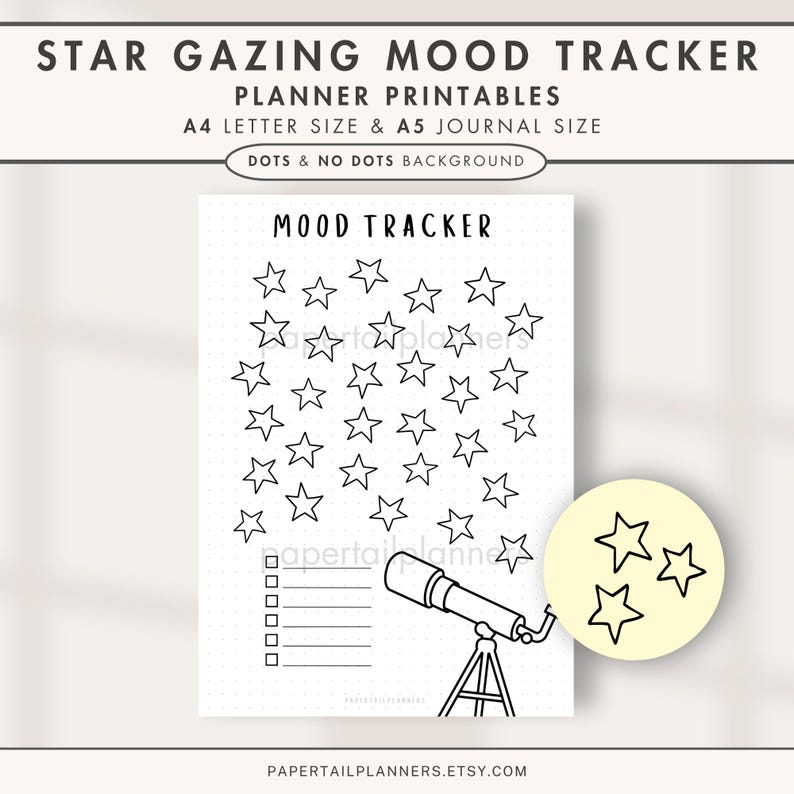 Star Gazing Mood Tracker | Printable Journal Page | Planner Page ...