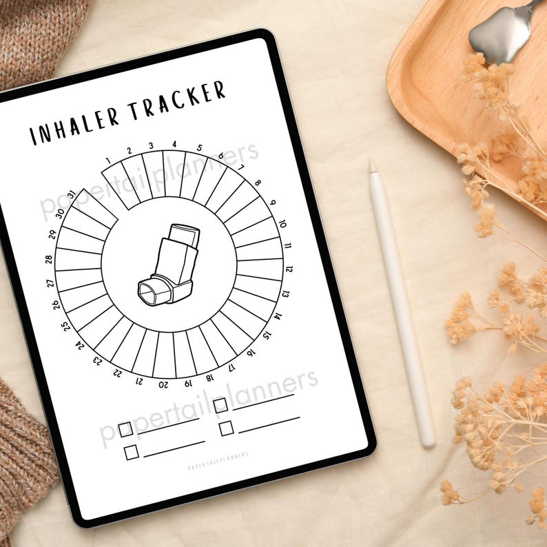 Inhaler Tracker | Printable Journal Page | Asthma Log | Health Tracker ...