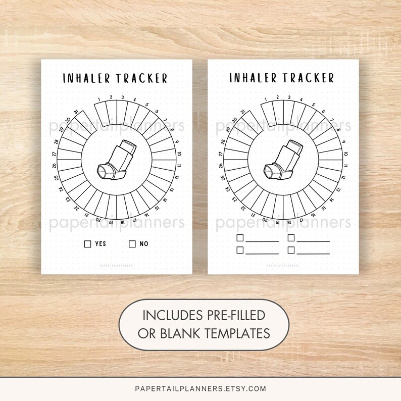Inhaler Tracker | Printable Journal Page | Asthma Log | Health Tracker ...