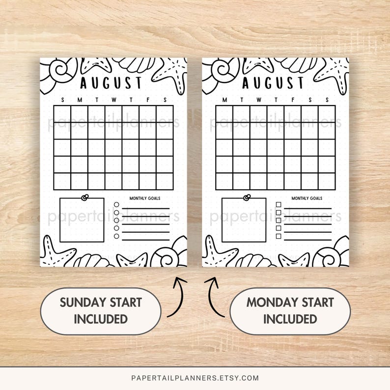 August Calendar | Printable Planner Page | Monthly Planner | Printable ...