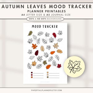 Autumn Leaves Mood Tracker | Printable Journal Page | Planner Page | Feelings Tracker | Daily Mood Tracker | Track Mood | Journal Template