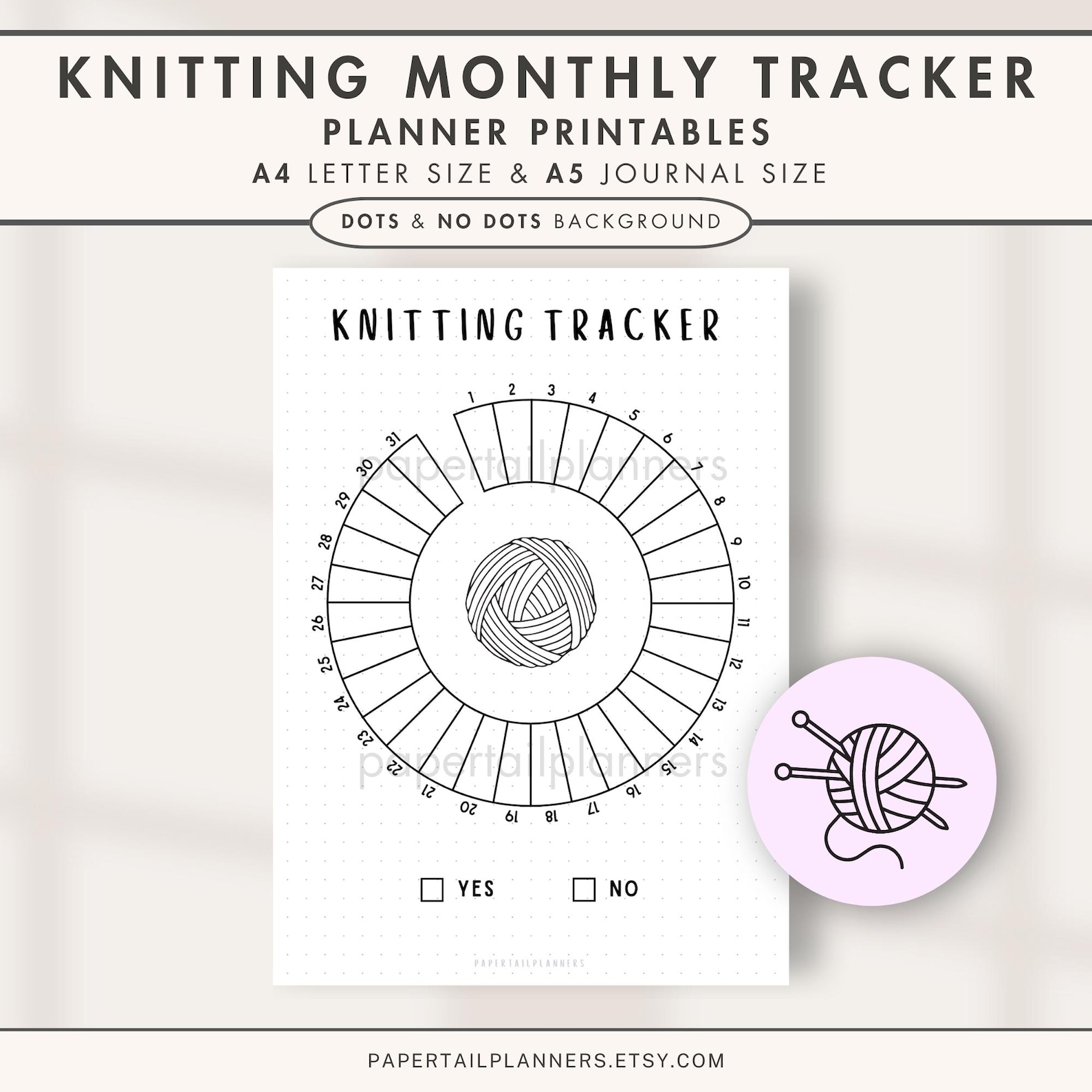 Knitting Tracker | Printable Journal Page | Monthly Tracker | Habit Tracker | Knitting Log ...