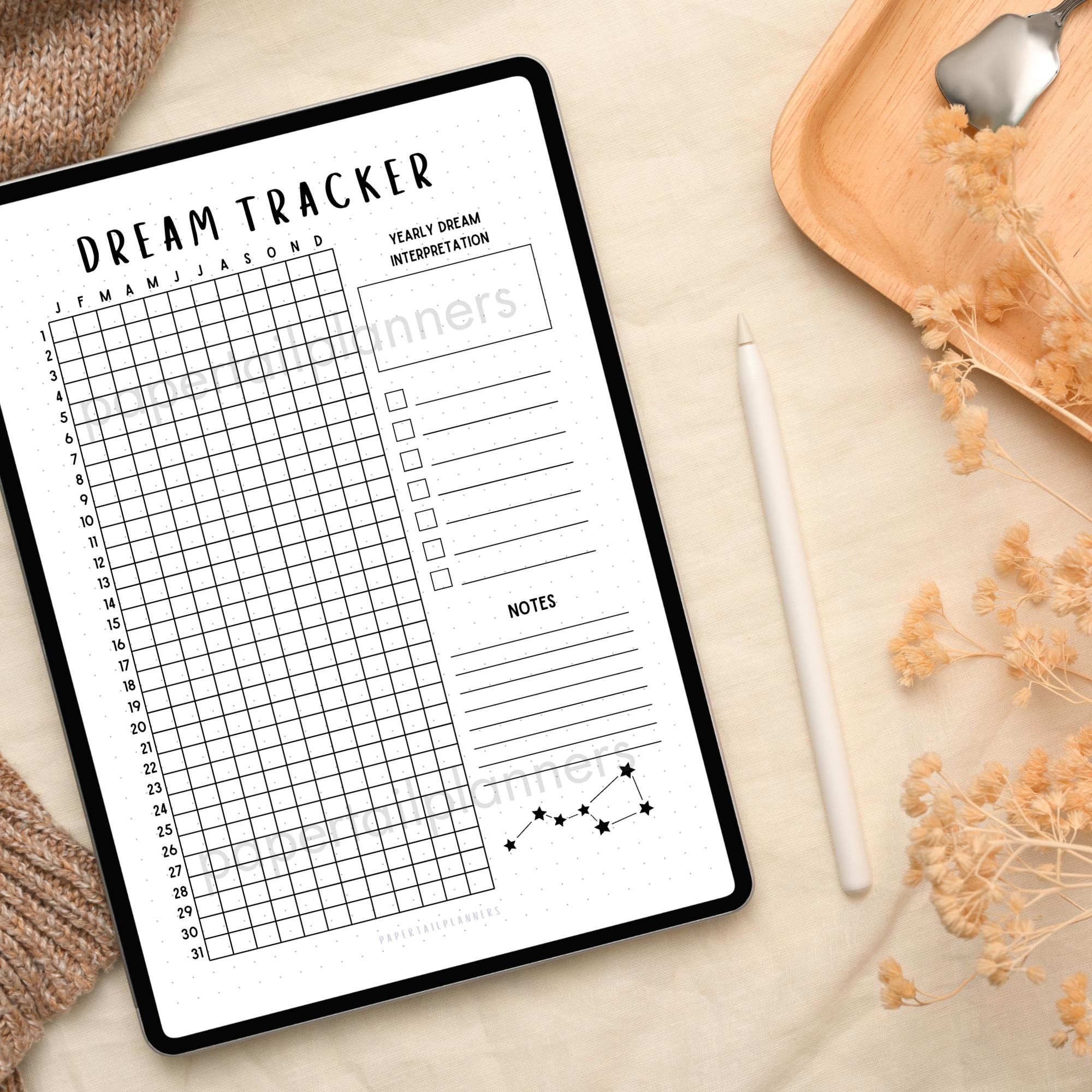 Dream Tracker | Printable Journal Page | Dream Log | Habit Tracker | Dream Journal | Track Dream ...