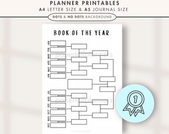 Book Of The Year | Printable Journal Page | Planner Page | Book Brackets | Book Tracker | Reading Tracker | Book Journal | Reading Journal