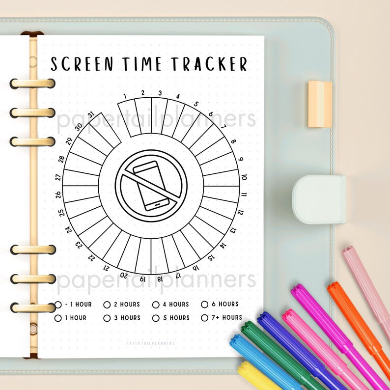Monthly Screen Time Tracker Printable: Habit & Phone Log (A4/A5 Digital ...