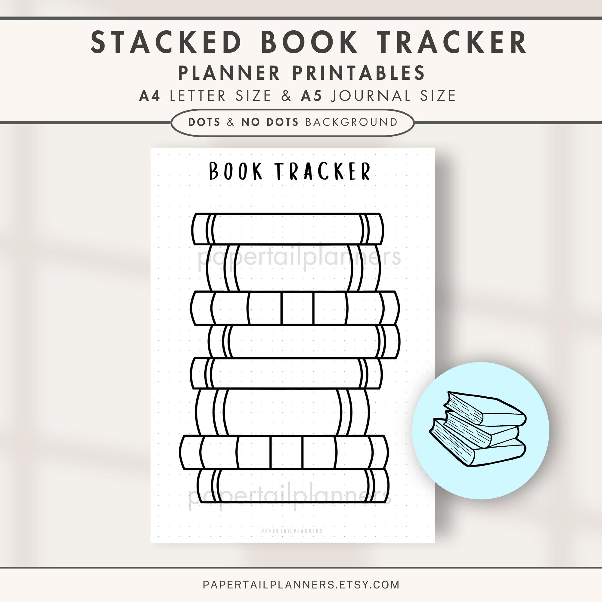 Stacked Book Tracker | Printable Journal Page | Reading Tracker ...