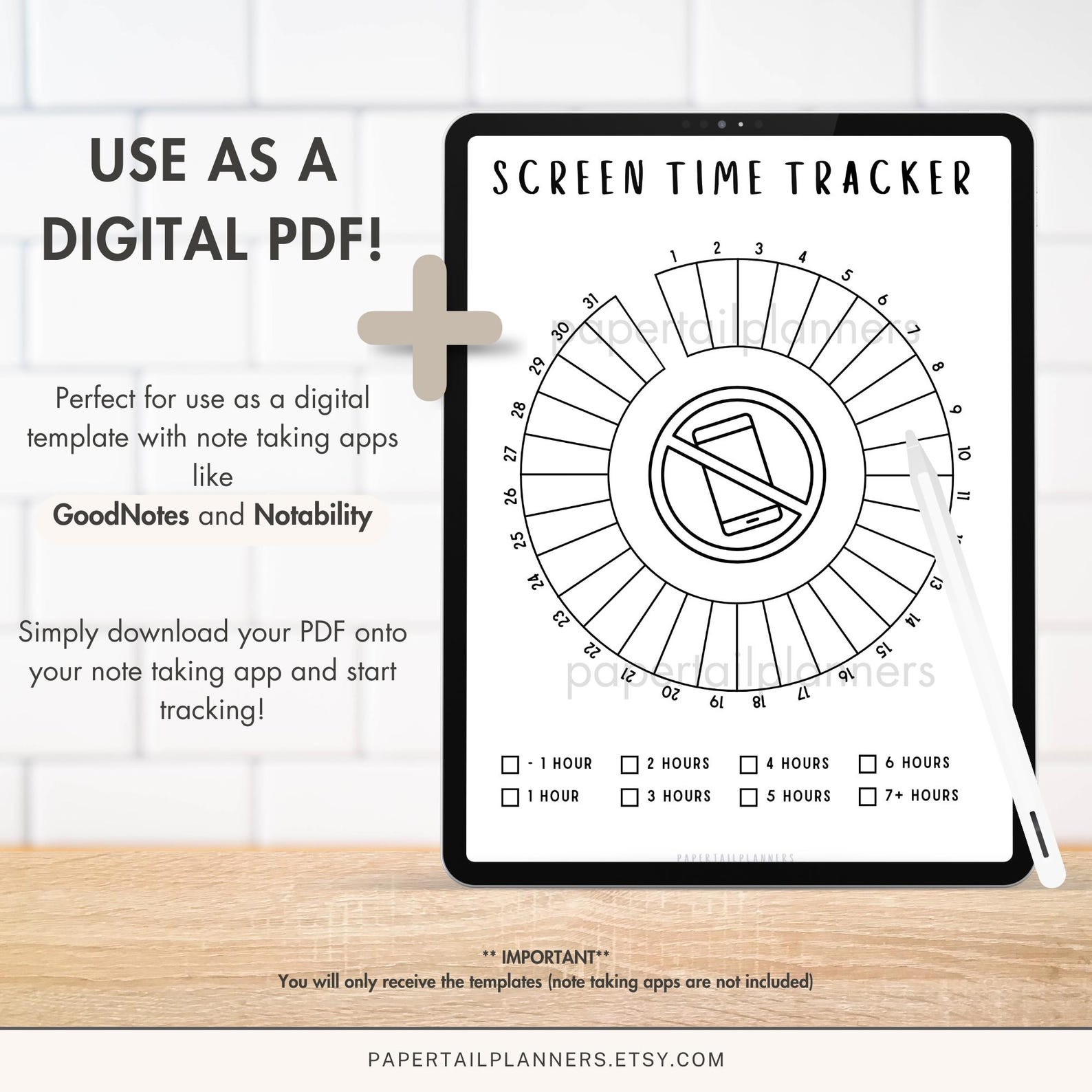 Monthly Screen Time Tracker Printable: Habit & Phone Log (A4/A5 Digital ...