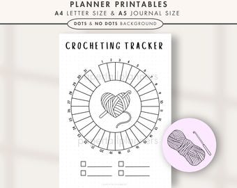 Crocheting Tracker | Printable Journal Page | Monthly Tracker | Habit Tracker | Crocheting Log | Learn Crochet | Track Crocheting | Knit Log