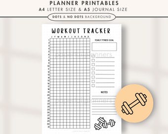 Workout Tracker | Printable Journal Page | Planner Page | Daily Tracker | Yearly Tracker | Fitness Tracker | Yearly Workout Tracker