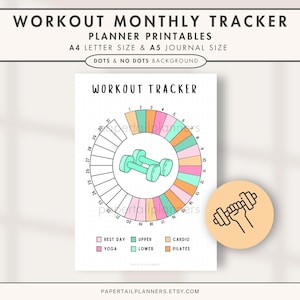 Trainingstracker | Afdrukbare dagboekpagina | Plannerpagina | Dagelijkse tracker | Maandelijkse tracker | Fitnesstracker | Maandelijkse workouttracker