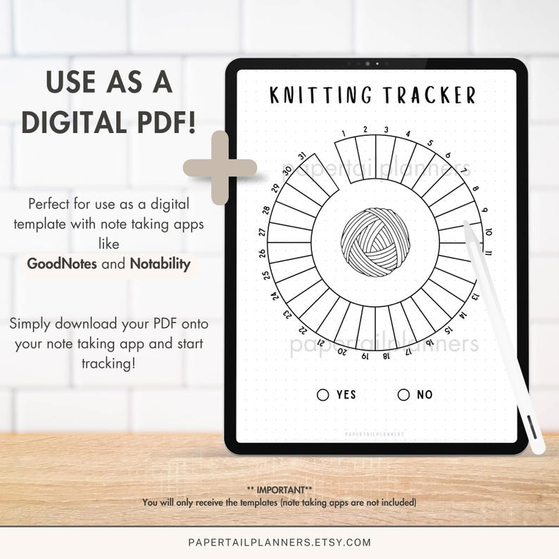 Knitting Tracker | Printable Journal Page | Monthly Tracker | Habit ...