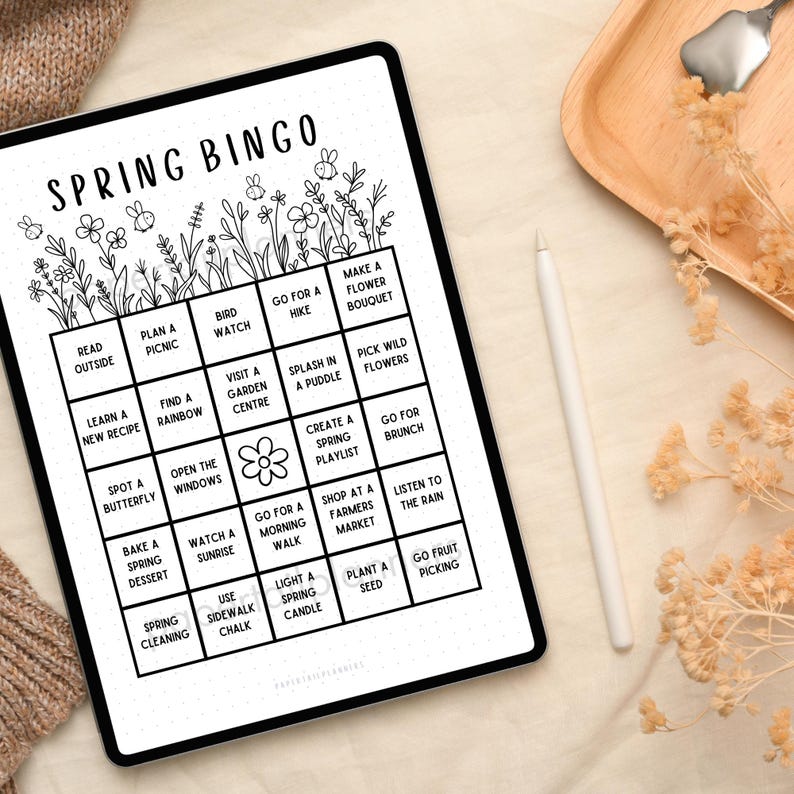 Spring Bingo Tracker | Printable Journal Page | Spring to Do List ...