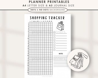 Shopping Tracker | Printable Journal Page | Planner Page | Shopping Management | Track Shopping Habits | Shopping Log | Spending Tracker