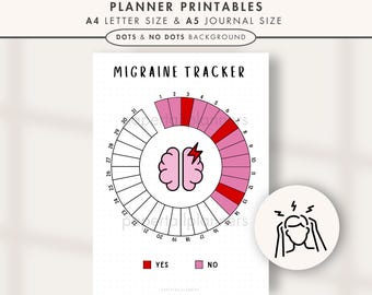 Migraine Tracker | Printable Journal Page | Monthly Tracker | Headache Tracker | Migraine Log | Health Journal | Health Log | Health Tracker