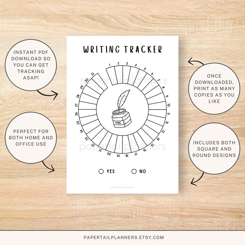 Writing Tracker | Printable Journal Page | Monthly Tracker | Habit ...
