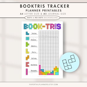 Booktris Tracker | Printable Journal Page | Reading Tracker | Habit Tracker | Book Tracker | Reading Journal | Book Challenge | Planner Page