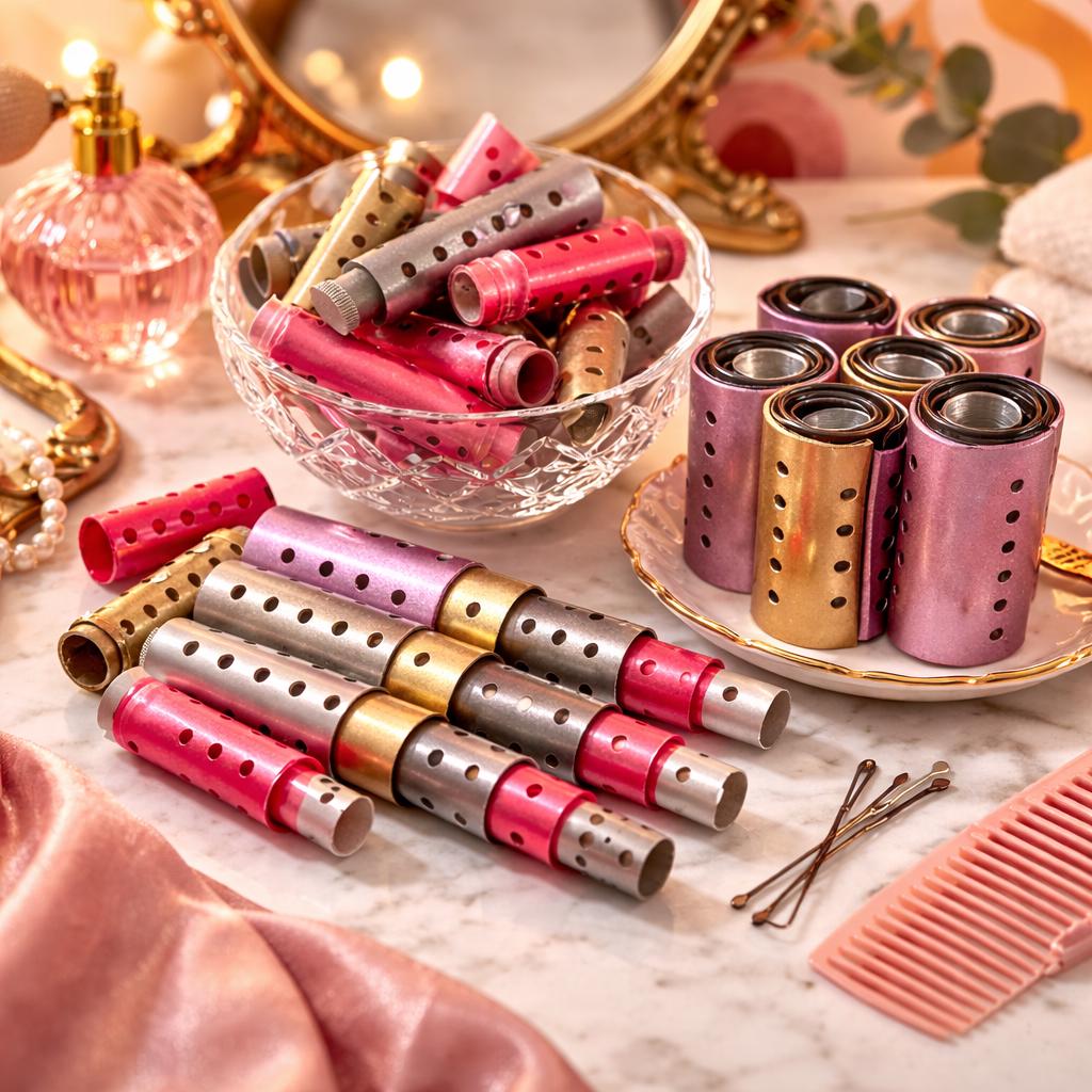 Vintage 1970s Metallic Hair Rollers Lot - Retro Salon Decor, Perm Rods