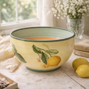 Villeroy & Boch French Garden Valence Serving Bowl, 11.5 Inch Lemon Pattern Porcelain