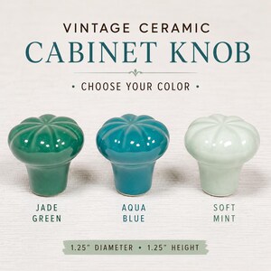 Vintage Ceramic Cabinet Knob, Choose Color, Aqua Blue Jade Green Soft Mint, Cottage Farmhouse Drawer Pull, 1.25 Inch Floral Knob