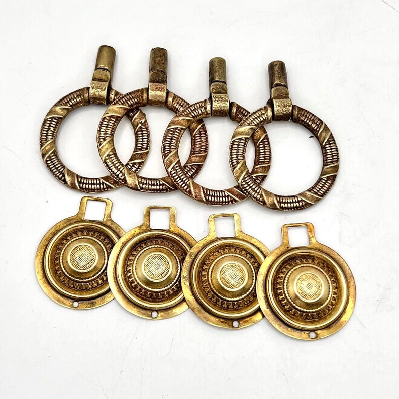Ring Puls Set of 4 Vintage Solid Brass Ring Drawer Pulls – Eastlake Style Ornate ...