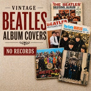 May include: Vintage Beatles album covers are displayed, featuring iconic album art. The covers include "The Beatles' Second Album" and "The Early Beatles," with the text "No Records" indicating the product is the album art only.