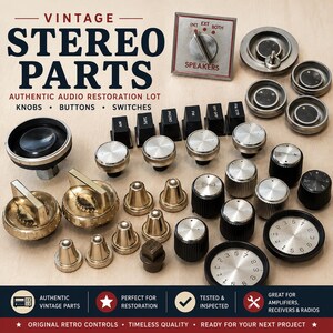 Vintage Stereo Receiver Knobs Buttons Switches | Audio Restoration Parts Lot | Salvage HiFi Controls | Retro Electronics Repair Supplies