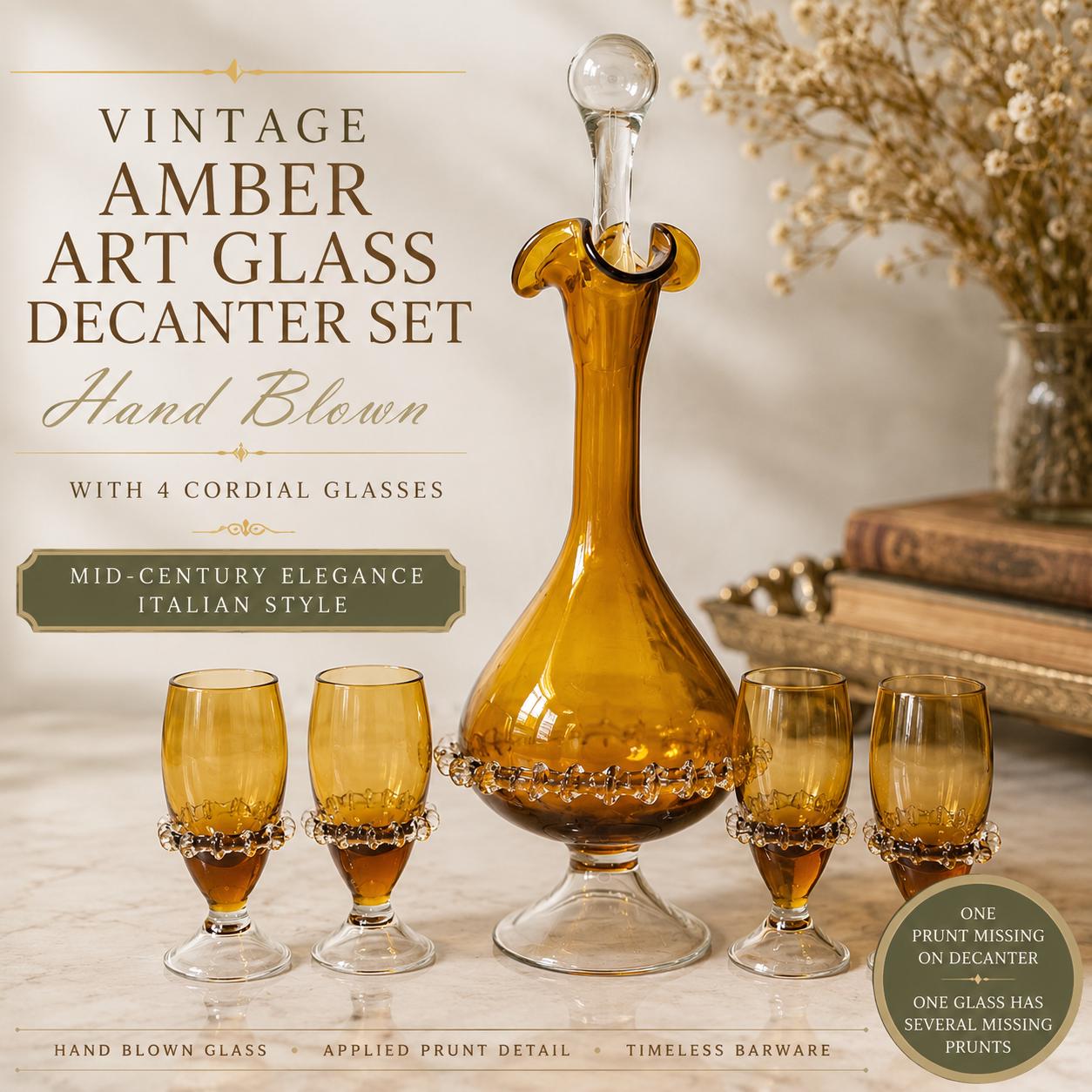 Mid Century Amber Glassware Decanter - Etsy