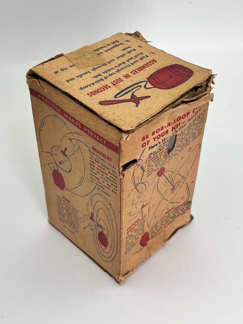 Vintage 1930s Bob-a-loop Wooden Skill Toy • Dexterity Game, Retro Catch ...
