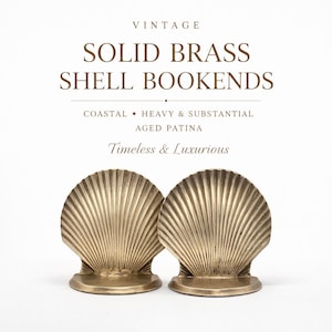 Solid Brass Shell Bookends – Vintage Coastal Decor