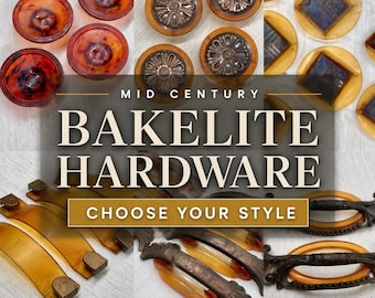 Mid Century Bakelite Drawer Pulls & Knobs – Choose Your Style – Amber Cabinet Hardware