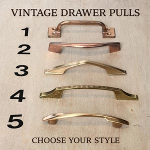Vintage Drawer Pulls • Brass Cabinet Handles • Mid Century Furniture Hardware (Choose Style)