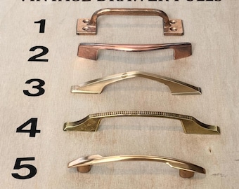Vintage Drawer Pulls • Brass Cabinet Handles • Mid Century Furniture Hardware (Choose Style)