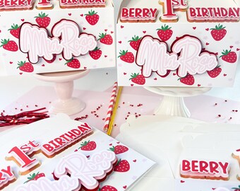 Berry First Birthday Party Favor Boxes Strawberry Theme