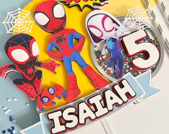 Spidey And His Amazing Friends Cake Topper Spidey Party Spidey Cake Shaker Cake Topper Spidey Party Favors Spidey Cake Topper