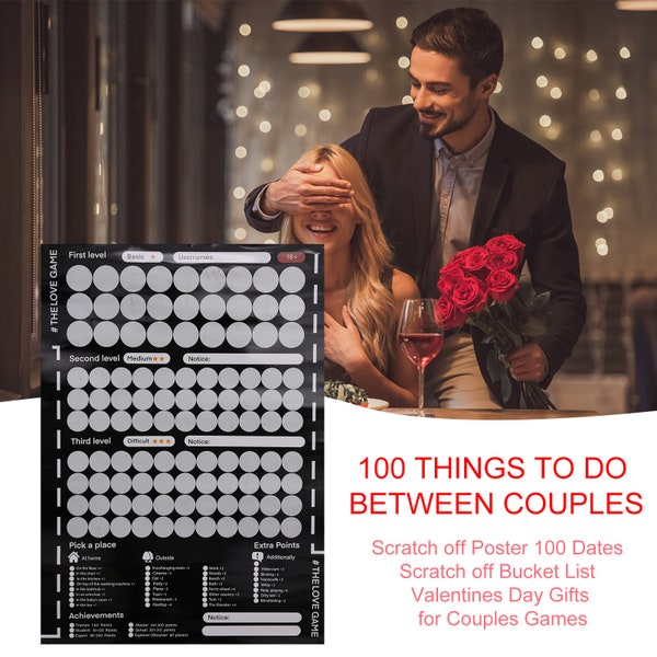 100 New Activities for Couples: Scratch Off Bedroom Games and Date Ideas Poster