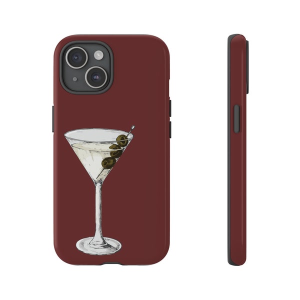 Cherry Red Tough Phone Case with Martini Design