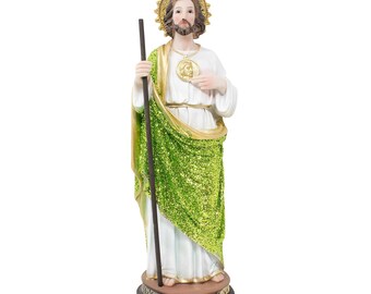 Mrcjsales: St. Judas Glitter Statue | Durable Resin | Multiple Sizes | Patron Saint of Hope | Vivid Colors | Unique Design | Spiritual Gift