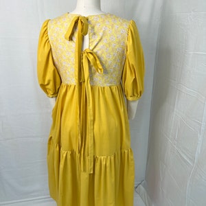Honey yellow dress upcycled repurposed from a bed sheet long maxi dress with headband image 3