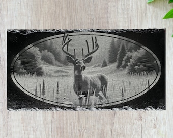 Whitetail Deer In A Meadow - Magnetic Pellet Stove Decorative Slate Insert for Harman P Series - Standard Stove Slate