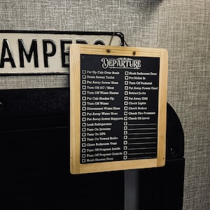 Motorhome RV Checklist Arrival / Departure - Two-Sided Chalkboard Checklist