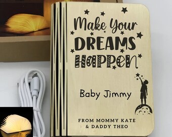 Custom night light with name or logo, kids led light, baby night light, custom album cover, nursery decor, wooden night stand