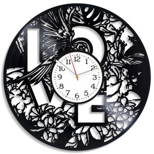 Liebe SVG, Sperrholz Laser geschnitten, Tropische Blumenkunst, Papagei Schilder, Sofort Download, Uhr Ausschnitt, Vektordateien, CNC Projekte, Glowforge Design