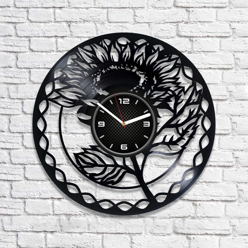 Sunflower Clock, Flower SVG for Cricut, Wooden Laser Cut, Metal Wall ...