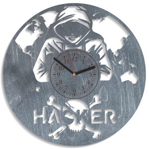 Hacker SVG, Computer Silhouette, Laserschnitt-Projekte, Holzuhr, sofortiger digitaler Download, Dateien für Cricut, CNC-Maschine, Glowforge