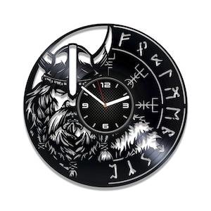 Wikinger Uhr Datei, Vegvisir SVG, nordische Runen SVG, Laser Schnitt Vorlagen, Vektordateien CNC Fräser, Holz Ausschnitte, Sofort Download