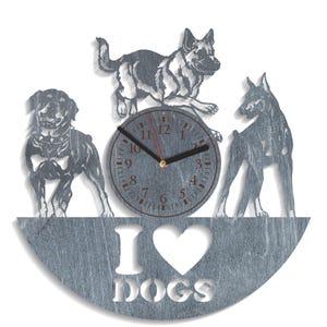 Eu amo cachorros SVG, relógio de animais, corte a laser em madeira, artesanato Cricut, design CNC, vetor de animais de estimação, formatos de arquivo SVG CDR com IA digital, projeto Xtool